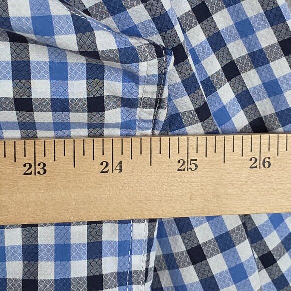 Cutter And Buck Shirt Mens Size LT Blue Gingham Grid Stitch Button Down Classic - Picture 9 of 13